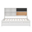 Lit de jour simple avec lit gigogne, structure de lit de jour simple en bois avec tablettes de rangement, tableau noir, tableau de liège et ports USB