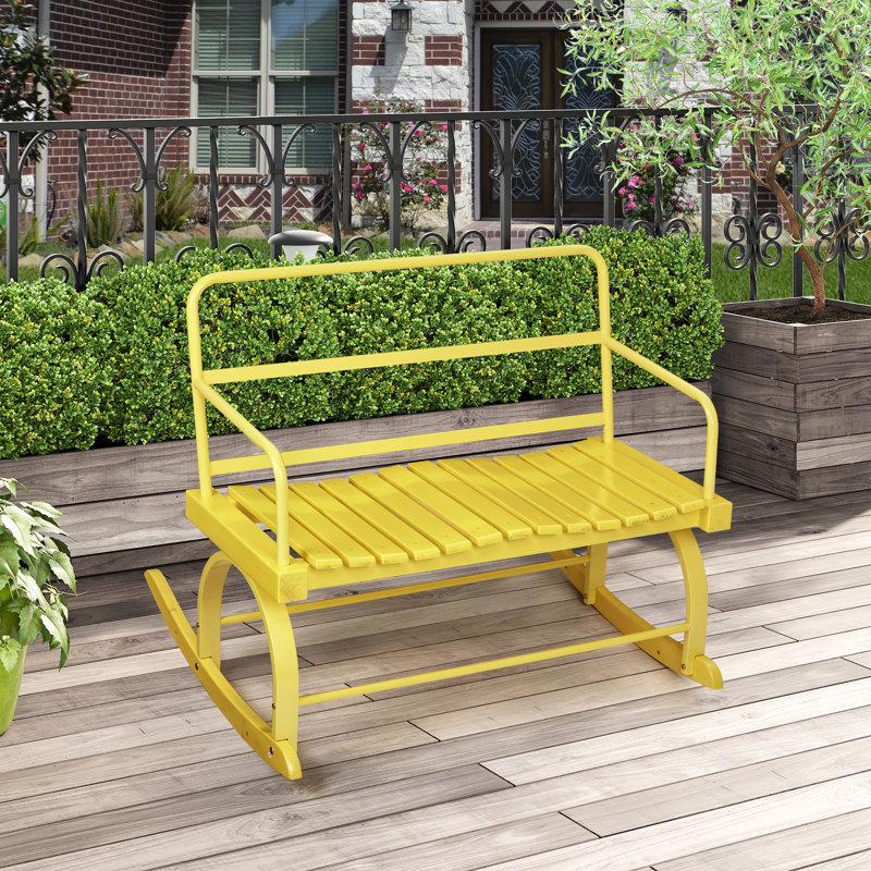 Chaise berçante d'extérieur en métal Ayled, Jaune citron