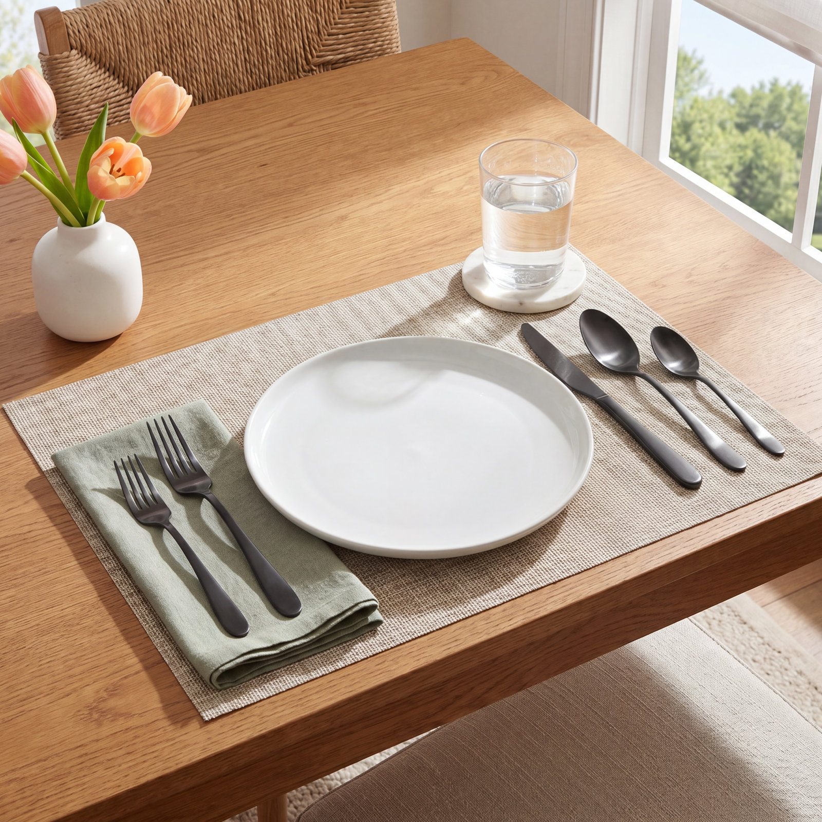 Poet Flatware Set - Service for 4, Black Satin