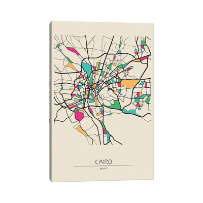 «Cairo, Égypte carte» par Ayse Deniz Akerman - impression sur toile tendue