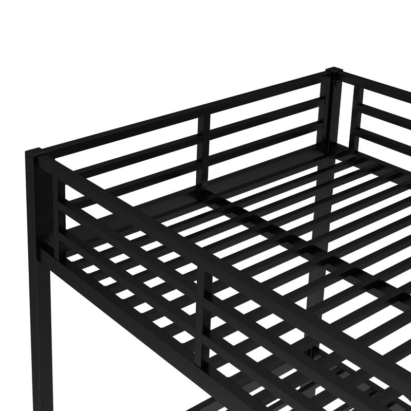 Lit superposé double au-dessus de double en métal pour adolescents et adultes, peu encombrant / sans bruit de sommier, noir