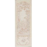 Hand-Knotted High-Quality Ivory and Beige Runner