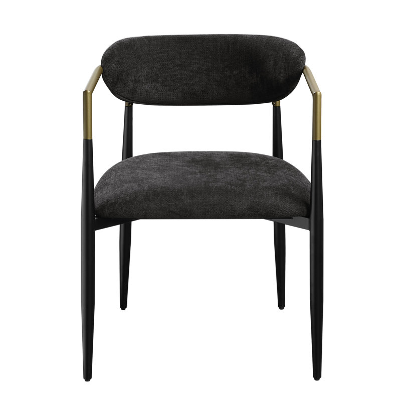 Chaise d'appoint en chenille noire et finition noire Jaramillo (ensemble de 2)