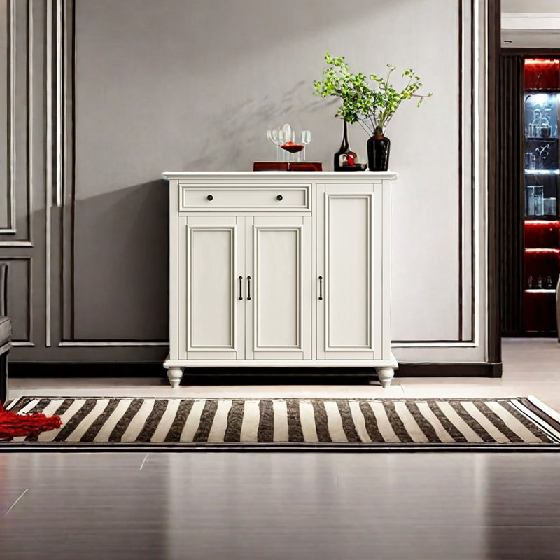 19 Pair Solid Wood Shoe Storage Cabinet, White