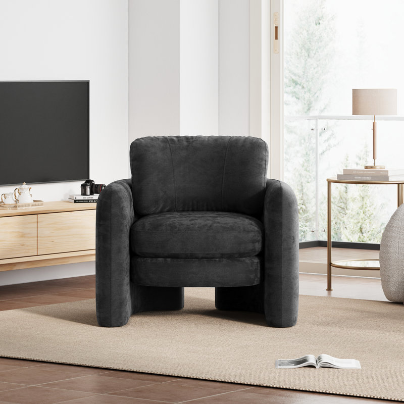 Fauteuil d'appoint 34,5 po, Chenille noir