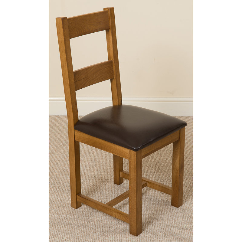 47cm H Upholstered Ladder Back Side Chair in Brown, Rustic