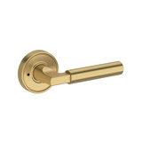 Lake Forest Privacy Lever with Recessed Round Rose in Unlacquered Brass