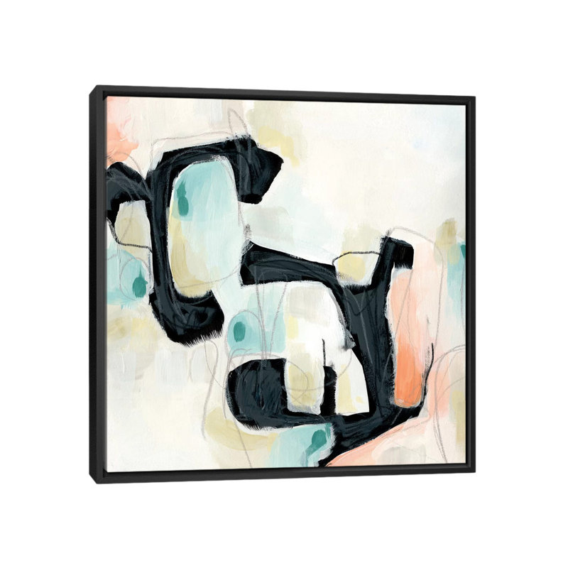 «Pastel Horizon I», reproduction d'art sur toile tendue, H 18 po x l 18 po x P 1,5 po, Toile encadrée noire, Pas de tapis