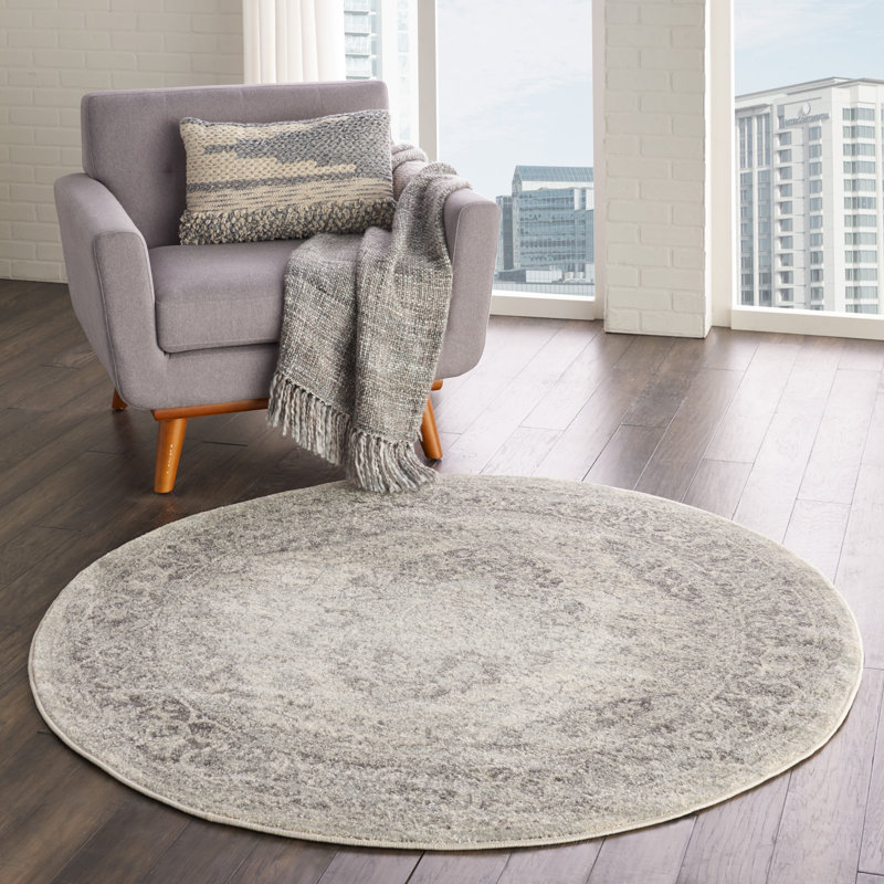 Tapis oriental ivoire / gris Timera, Rond 4 pi