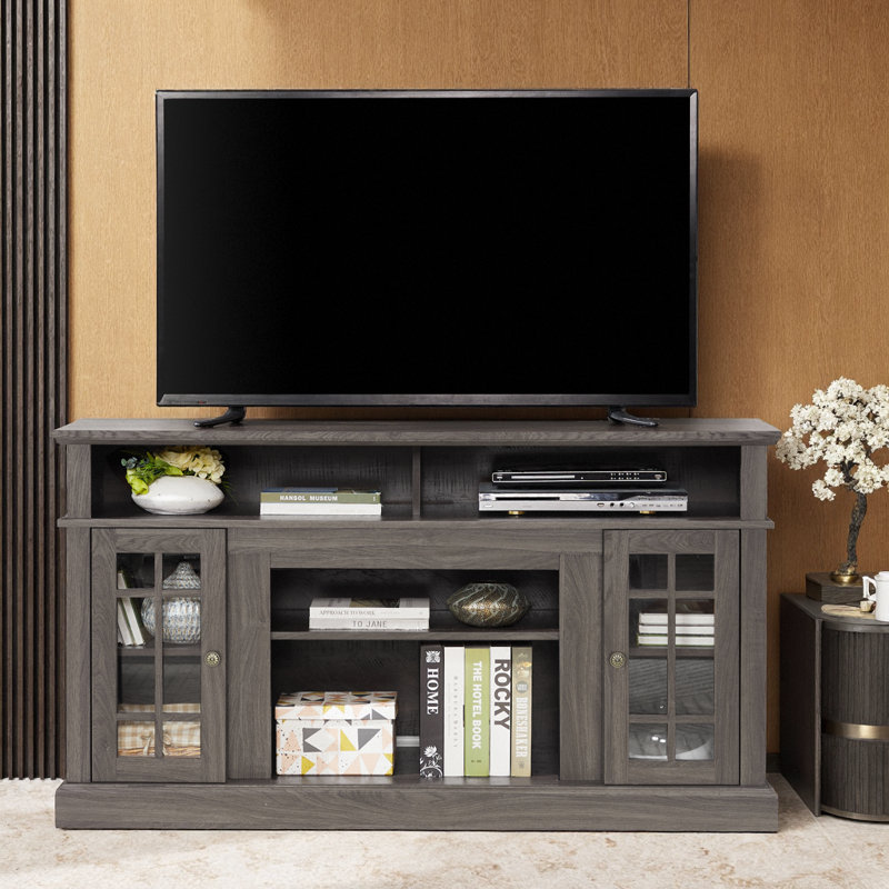 Meuble télé, console multimédia, meuble de rangement, centre de divertissement, avec foyer électronique, installation de la bande Bluetooth, utilisation de la toute dernière technologie de chauffage infrarouge, belle flamme électronique, coffre-fort