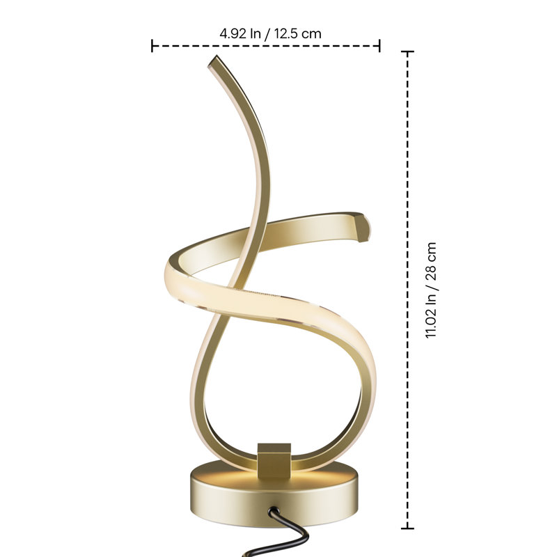 Golden Swirl 12W LED Table Lamp 16 in. - 3000K Warm Glow- Touch Dimming