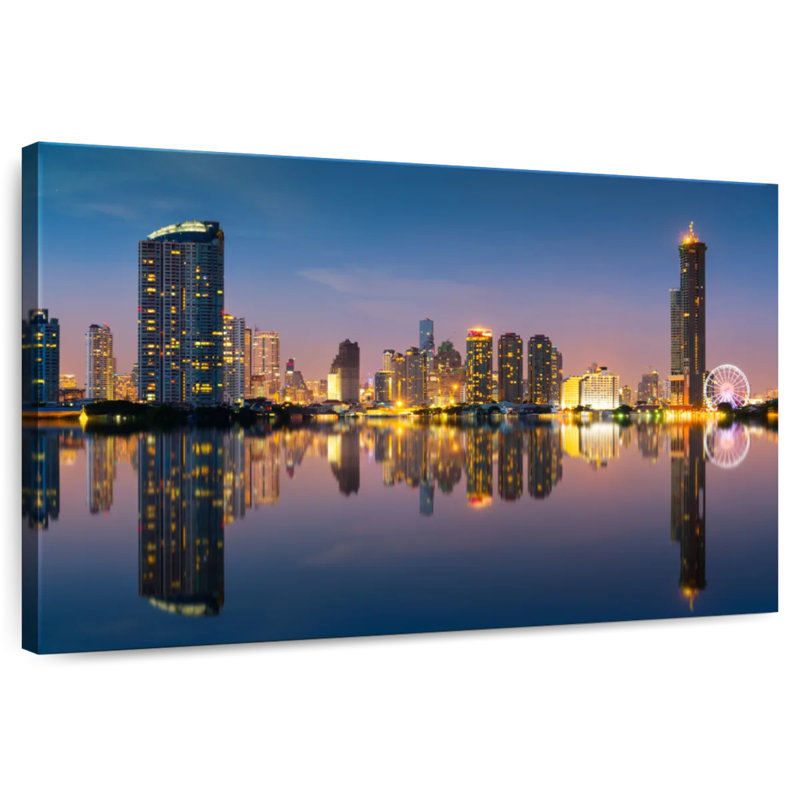 Réflexion sur la rivière Chao Phraya, H 8 po x l 12 po