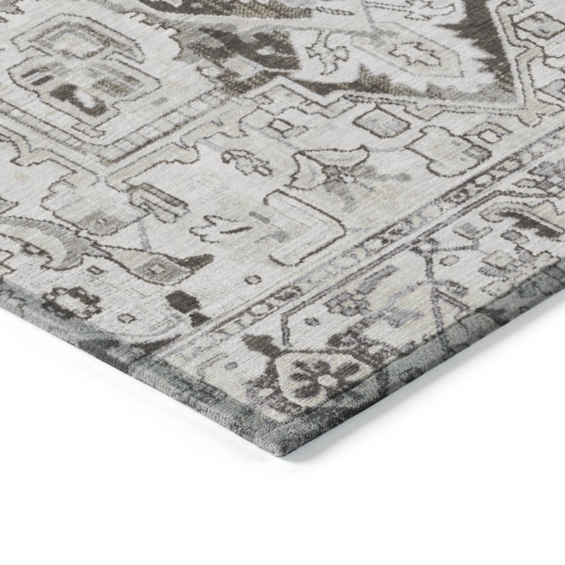 Queenie Washable Oriental Indoor / Outdoor Rug, Rectangle 3' x 5'