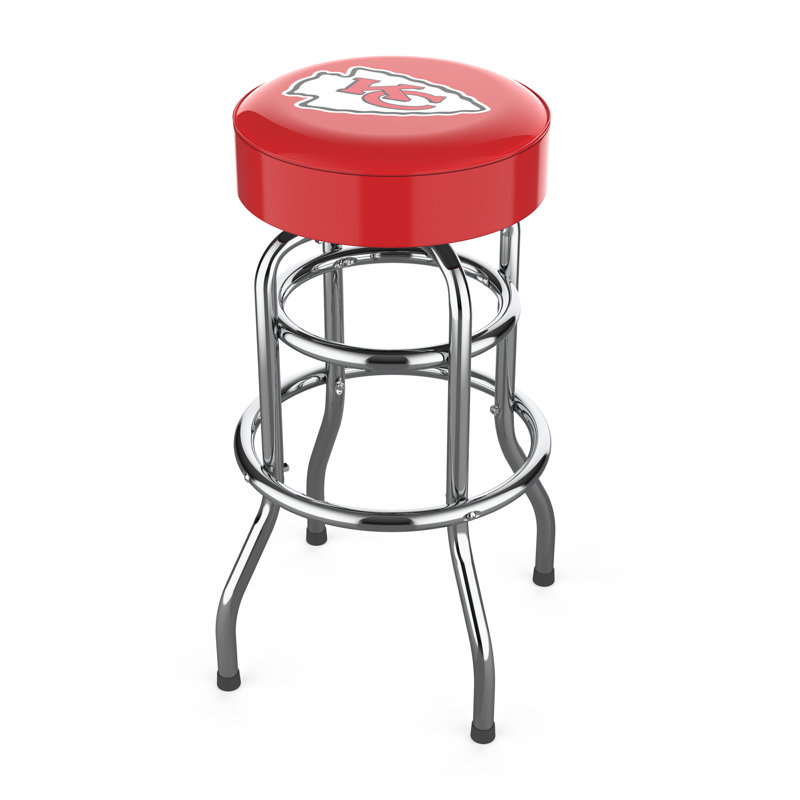 Commercial Grade Chrome Swivel Bar Stool with Vibrant Team Colors  , Kansas City Chiefs