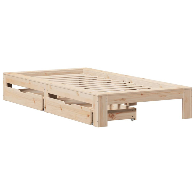Solid Wood Storage Bed, Brown, European Single (90 x 200 cm)
