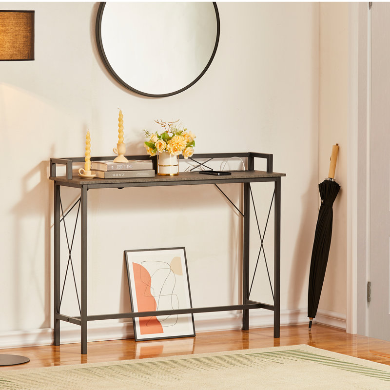 Console Ramsdell avec station de charge derrière le canapé, Brun, H 31,4 po x l 39,3 po x P 11,8 po