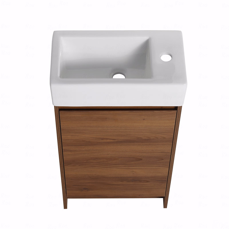 18" Freestanding Bathroom Vanity With Single Sink, Soft Closing Doors