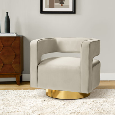 Fauteuil demi-tonneau pivotant en velours Aysha