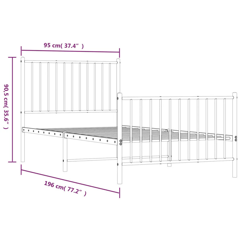Lemual Metal Bed, Single (3')