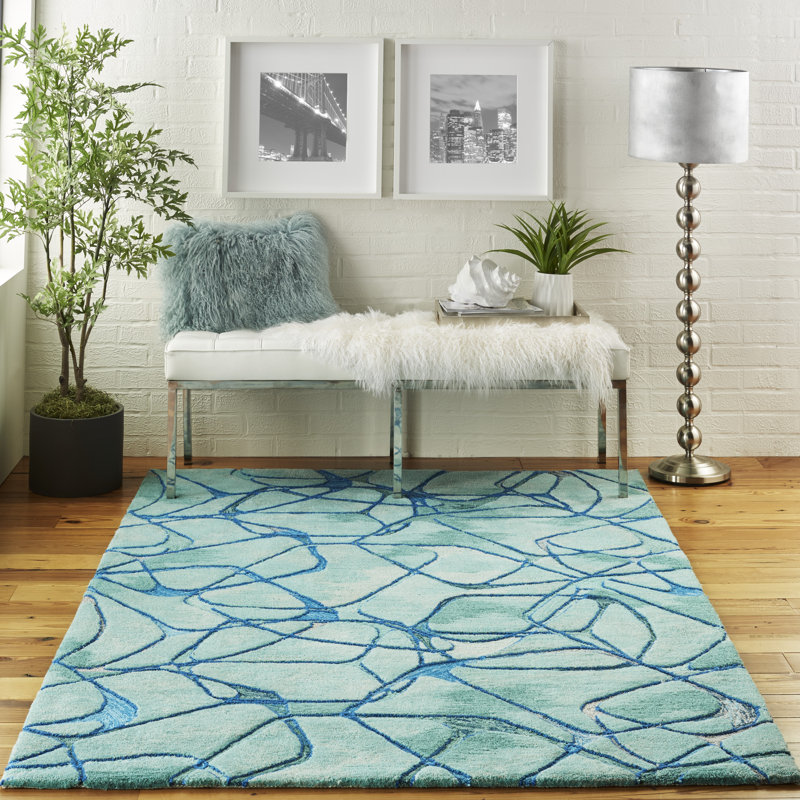 Tapis bleu moderne 3 pi 9 po x 5 pi 9 po Corrigan Studio®, Rectangle 3 pi 9 po x 5 pi 9 po