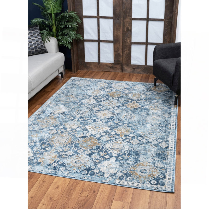 Blue Area Rug, Rectangle 2' x 3'