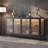 60'' Lighted China Cabinet with 4 Mosaic Glass Doors