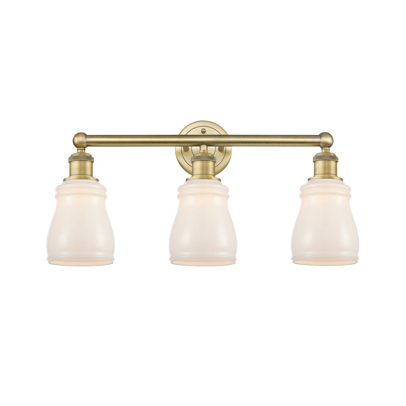 Éclairage pour meuble-lavabo à 3 lumières 22,75 po Mccarver, Blanc, Laiton brossé