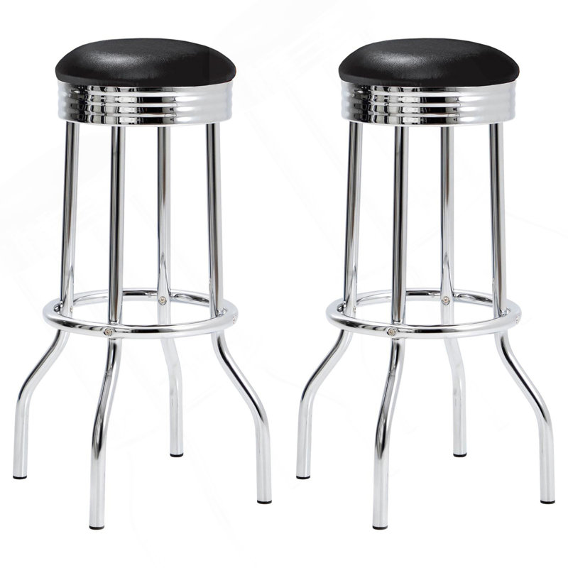 Tabouret de bar noir et chromé (ensemble de 2)