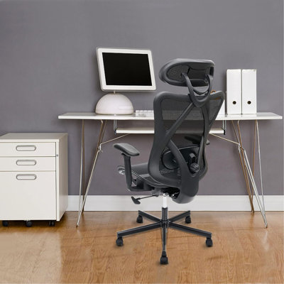 Chaise de bureau en filet, chaises de bureau ergonomiques avec roulettes, support lombaire réglable, accoudoirs, chaise de bureau à haut dossier inclinable avec roulette silencieuse pour le bureau, la maison et les jeux