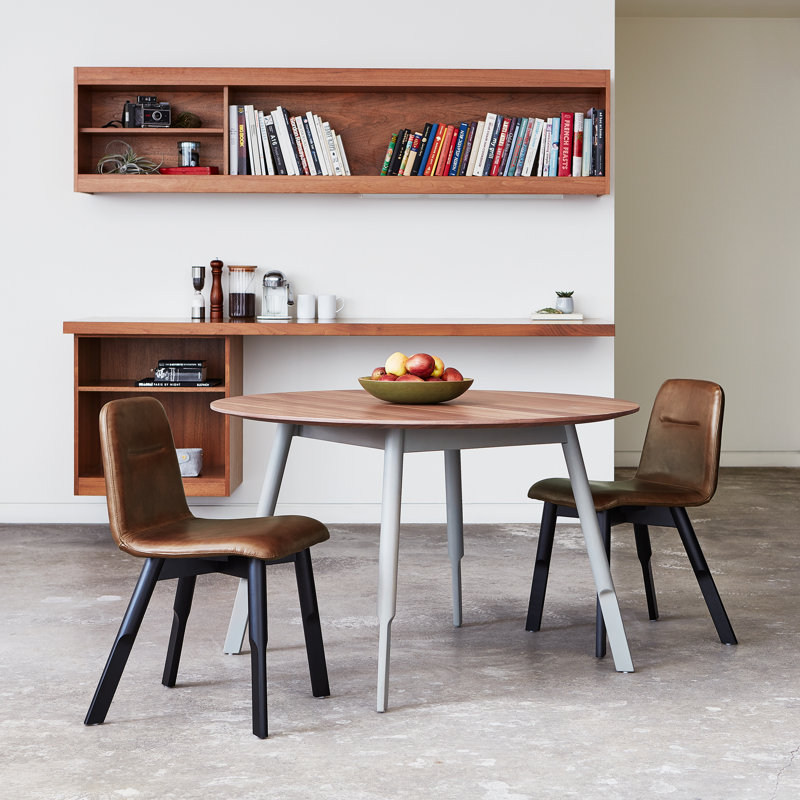 Bracket Dining Chair, Saddle Black Genuine Leather
