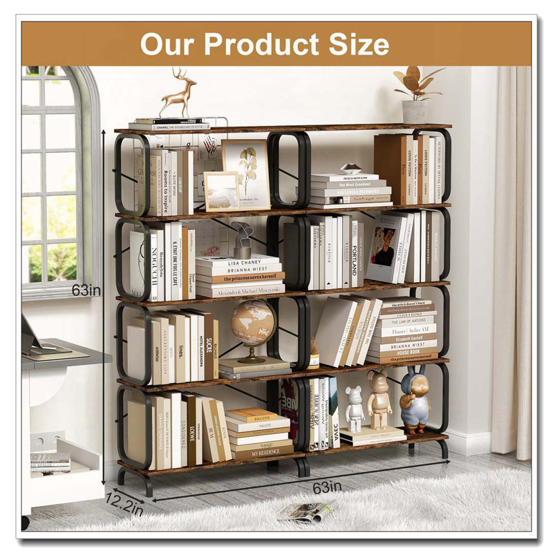 5-Tier Industrial Bookshelf, Black