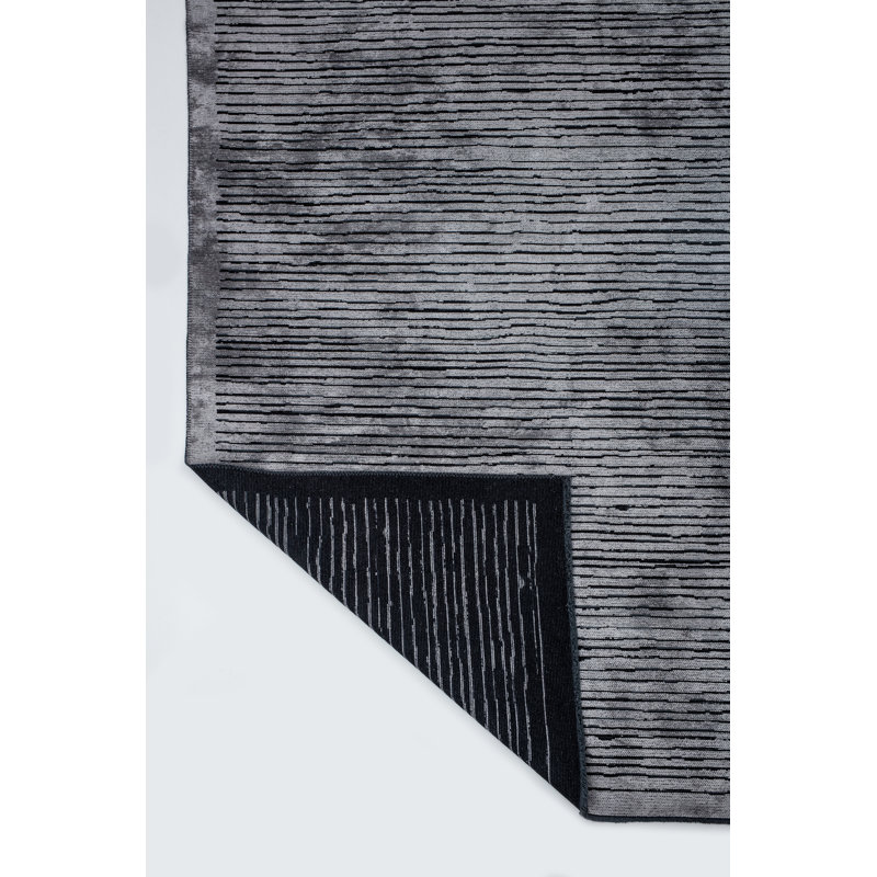 Rapture Black/Gray Stripes Luxury Area Rug, Rectangle 7'10" x 11'2"