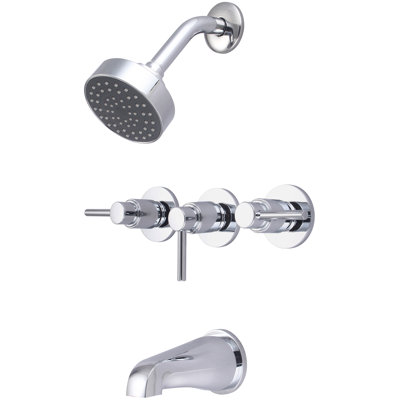 Ensemble de douche et tube à quatre poignées à trois fonctions Central Brass 8968