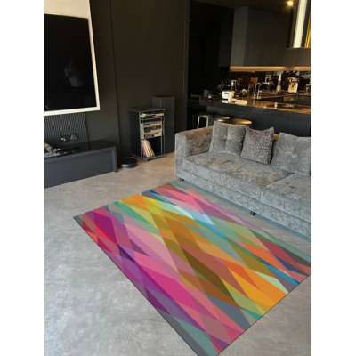 Tapis intérieur / extérieur rose en polypropylène tissé à la machine Hockenbery