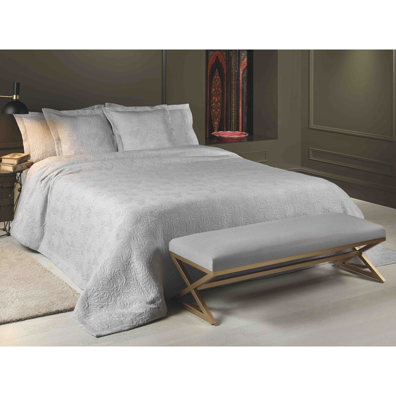 Aquavia Cotton Blend Solid Colour Bedspread, 220 x 270cm Bedspread, Silver
