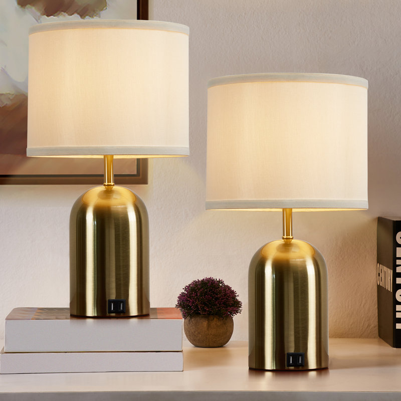 Ensemble de lampes de table Nawa avec 2 ports de charge USB Lampe de bureau à intensité réglable à intensité variable (ampoules incluses)