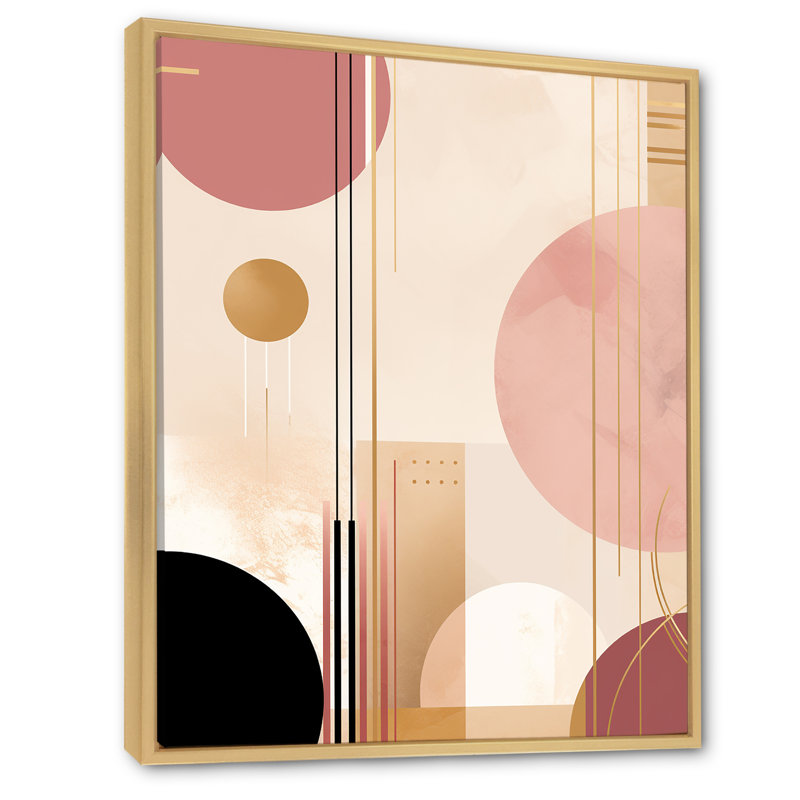 Boho Dreams abstrait géométrique en rose rétro - paysage abstrait art mural salon, H 32 po x l 16 po x P 1 po