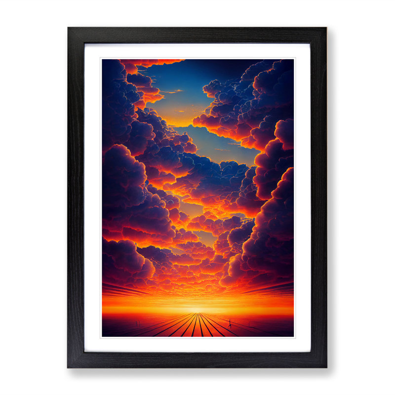 Compelling Sunset - Single Picture Frame Print, 64cm H x 46cm W x 2cm D, Black