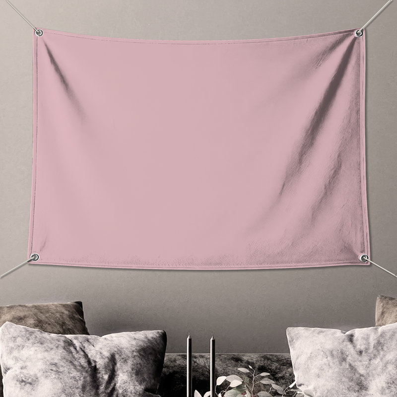Tapisserie murale unie à fond rose uni, H 68 po x l 80 po avec 4 œillets