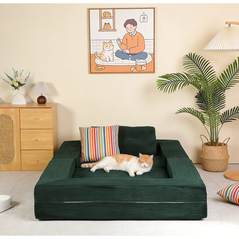 Compression Human Dog Sofa Bed, Dark Green