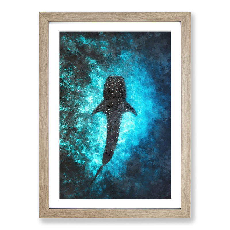 Whale Shark - Framed Print, 36cm H x 27cm W x 2cm D, Oak