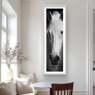 Cheval monochrome - impression encadrée en noir et blanc