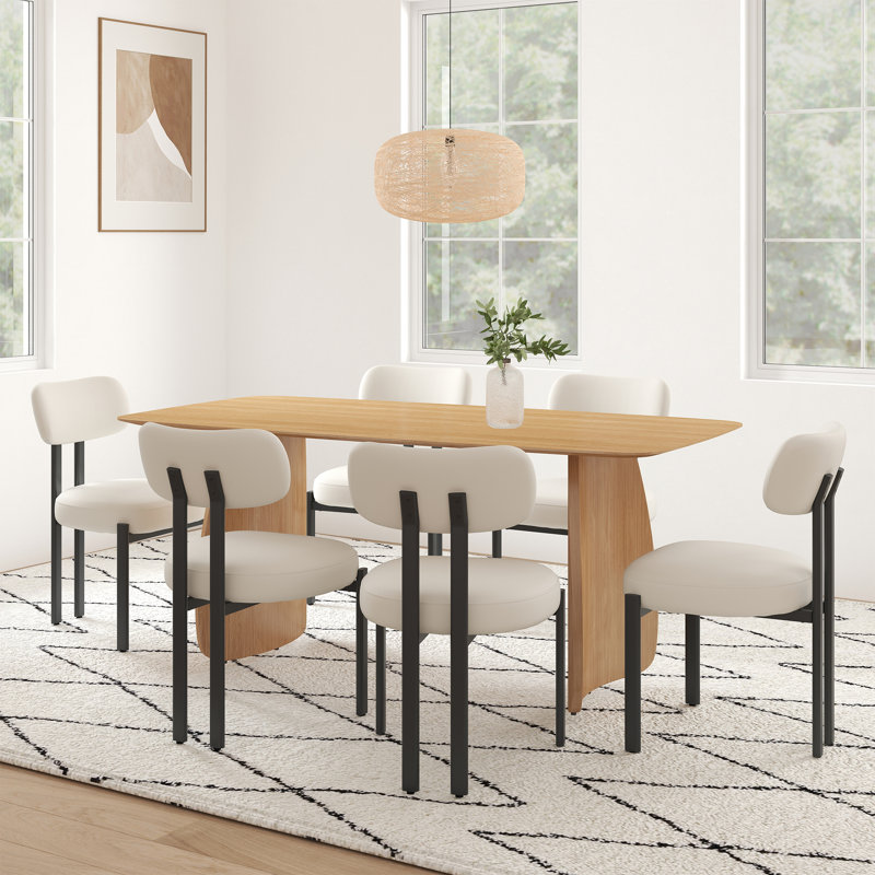 Upholstered Dining Chair With Metal Frame, Modern Side Chair For Kitchen/Dining Room, White