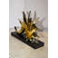Statue abstraite et géométrique en résine d'oursin chromé sur base noire Blakelee 17 po x 4 po x H 12 po-1442302049-1442302050