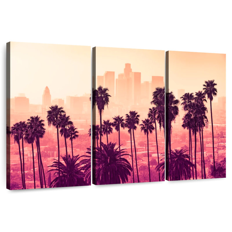 Palmiers à l'horizon de Sireci à Los Angeles, H 20 po x l 33 po