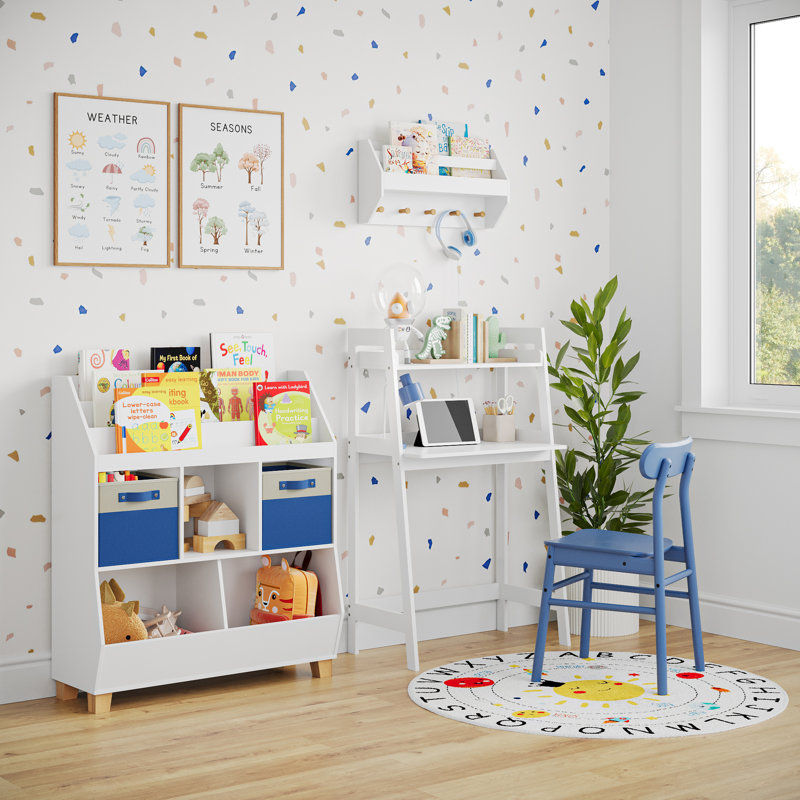 RiverRidge Kids 2pc Two-Tone Fabric Collapsbilble Cube Storage Organizers with Handles, Blue