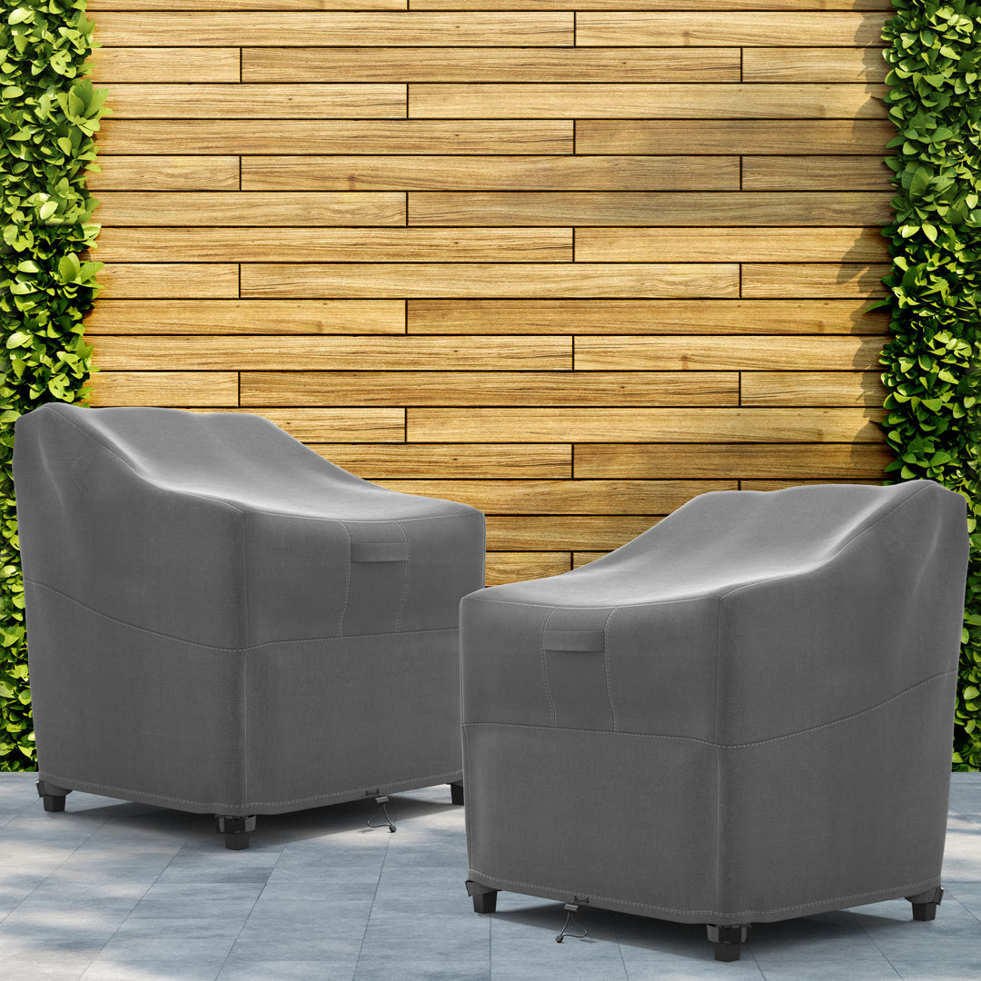 Set of 2 Heavy Duty Premium Patio Chair Cover – Breathable, Heavy-Duty Protector with Water-Resistant PVC, Adjustable Elastic Hem, Click-Close Straps, and Air Vents - Hyslop (Set of 2) Freeport Park® 
