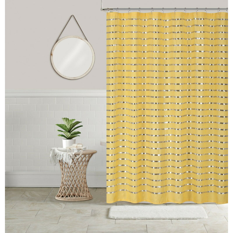 Rideau de douche à rayures, Jaune