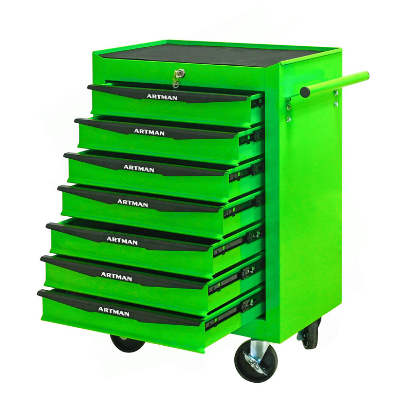 Coffre à outils roulant en métal avec 7 tiroirs, armoire à outils à 7 tiroirs de 20 po avec glissières à roulement à billes, coffre à outils en acier - GRIS