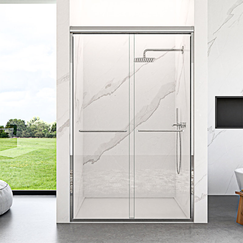 Semi-Frameless Double Sliding Shower Door, Chrome